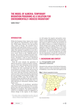 The Model of Almeria: Temporary Migration Programs As a Solution for Environmentally-Induced Migration? Sara Vigil*
