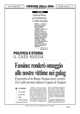 Rassegna Stampa Levashovo E Libro Nissim, Integrazione