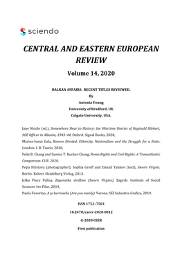 CENTRAL and EASTERN EUROPEAN REVIEW Volume 14, 2020