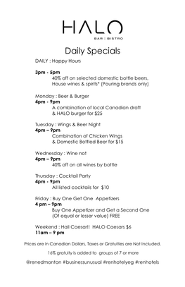 Daily Specials