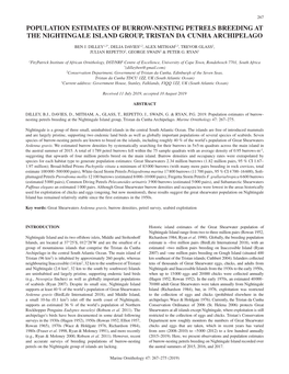 Population Estimates of Burrow-Nesting Petrels Breeding at the Nightingale Island Group, Tristan Da Cunha Archipelago