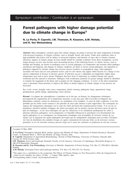 Forest Pathogens with Higher Damage Potential Due to Climate Change in Europe1