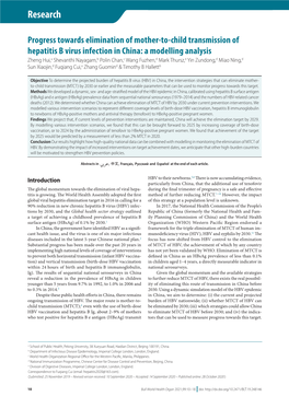 Progress Towards Elimination of Mother-To-Child Transmission Of