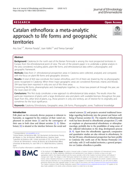 Catalan Ethnoflora: a Meta-Analytic Approach to Life Forms and Geographic Territories Airy Gras1,2*, Montse Parada2, Joan Vallès2,3 and Teresa Garnatje1