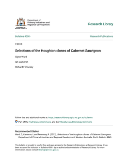 Selections of the Houghton Clones of Cabernet Sauvignon
