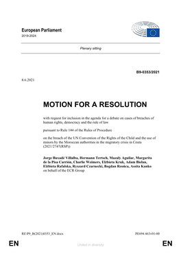 En En Motion for a Resolution