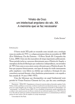 Viriato Da Cruz: Um Intelectual Angolano Do Séc