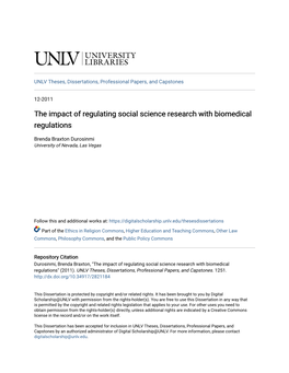 The Impact of Regulating Social Science Research with Biomedical Regulations