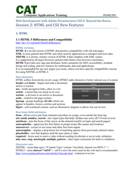 Web Development with Adobe Dreamweaver CS5.5: Beyond the Basics Session 2: HTML and CSS New Features