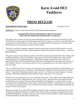 Kern Avoid DUI Taskforce