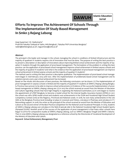 Efforts to Improve the Achievement of Schools Through the Implementation of Study Based Management in Smkn 3 Rejang Lebong