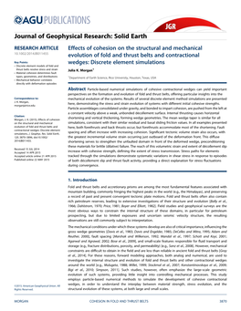 Discrete Element Simulations • Discrete Element Models of Fold and Thrust Belts Resolve Stress and Strain Julia K