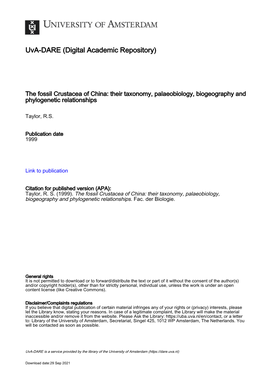 The Crustacea of China: a Palaeobiogeographical Perspective