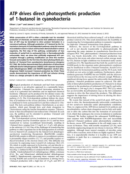 ATP Drives Direct Photosynthetic Production of 1-Butanol in Cyanobacteria