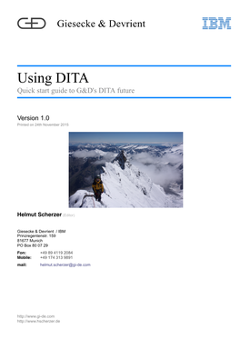 Using DITA Quick Start Guide to G&D's DITA Future