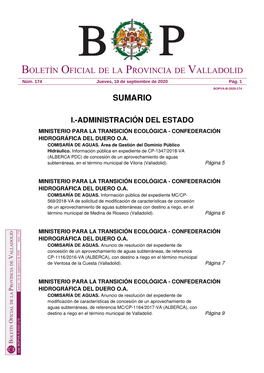 Sumario Boletín Oficial De La Provincia De Valladolid