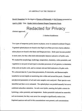 Hydric Soils in Eastern Oregon Temporary Pools