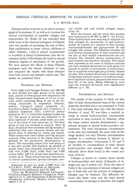 Dermal Chemical Response to Analogues of Dilantin* J