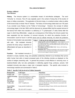 CELL MEDIATED IMMUNITY Pratima Adhikari Tim Mietzner