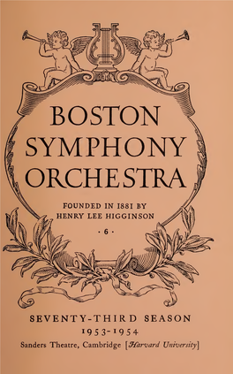 Boston Symphony Orchestra Concert Programs, Season 73, 1953