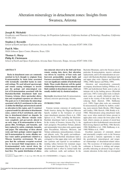 Alteration Mineralogy in Detachment Zones: Insights from Swansea, Arizona