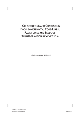 Constructing and Contesting Food Sovereignty: Food Lines, Fault Lines and Seeds of Transformation in Venezuela