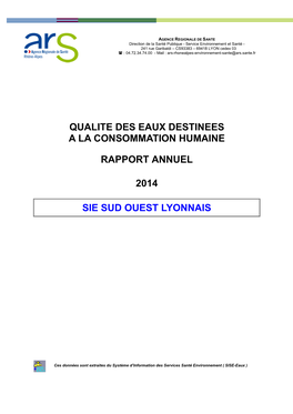 Qualite Des Eaux Destinees a La Consommation Humaine