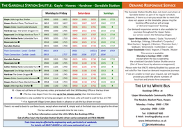 THE GARSDALE STATION SHUTTLE: Gayle - Hawes - Hardraw - Garsdale Station DEMAND RESPONSIVE SERVICE