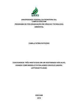 Universidade Federal Da Fronteira Sul Campus Erechim Programa De Pós-Graduação Em Ciência E Tecnologia Ambiental