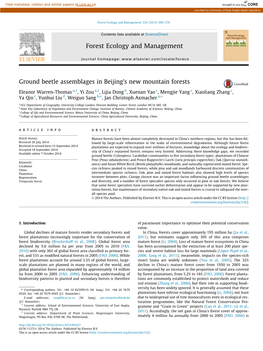 Ground Beetle Assemblages in Beijingâ€™S New Mountain Forests