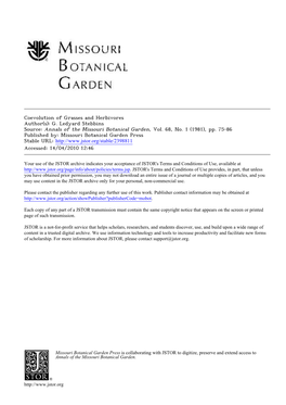 Coevolution of Grasses and Herbivores Author(S): G