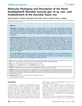 Molecular Phylogeny and Description of the Novel Katablepharid Roombia Truncata Gen