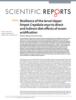 Resilience of the Larval Slipper Limpet Crepidula Onyx to Direct And