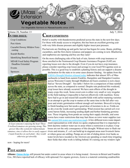 CROP CONDITIONS PEST ALERTS in THIS ISSUE: Volume 28