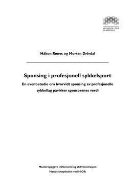 Sponsing I Profesjonell Sykkelsport
