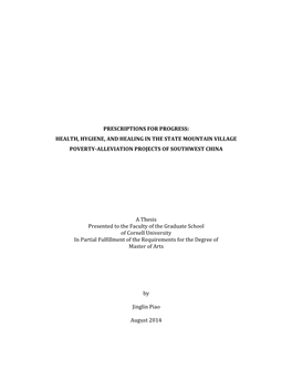 Health, Hygiene, and Healing in the State Mountain Village Poverty-Alleviation Projects of Southwest China