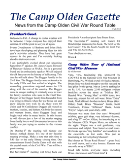 The Camp Olden Gazette News from the Camp Olden Civil War Round Table Fall 2015 President’S Gavel