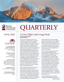 Spring 2021 a Love Affair with Longs Peak by Conservancy Member Richard Hoﬀ Man I Have So Many Happy Memories of the Homestretch