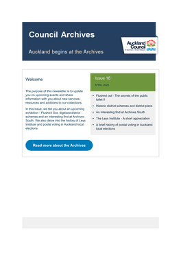 Auckland Council Archives Newsletter, April 2020