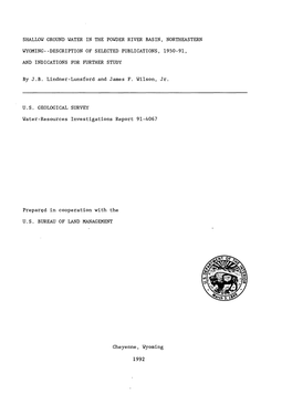 Shallow Ground Water in the Powder River Basin, Northeastern