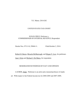 Crile V. Commissioner, T.C. Memo. 2014-202