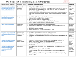 Was There a Shift in Power During the Industrial Period? RESOURCE CUPBOARD Lesson Enquiry Question Main Disc