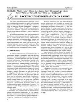 Iii. Background Information on Radon