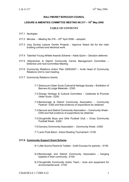 L & a 317 16 May 2006 Cmcb/DCLS 1-7/DBS 8-22