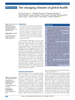 The Changing Climates of Global Health