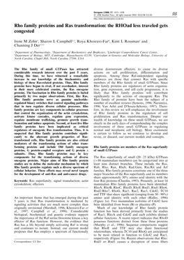 Rho Family Proteins and Ras Transformation: the Rhoad Less Traveled Gets Congested