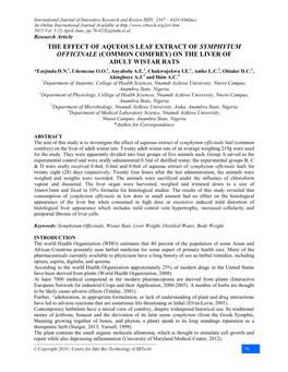 The Effect of Aqueous Leaf Extract of Symphytum