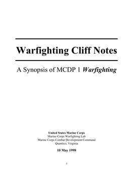 Warfighting Cliff Notes