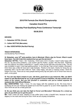 Post Qualifying Press Conference Transcript