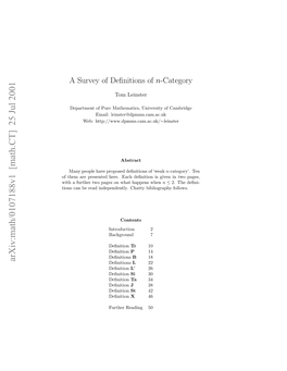 Arxiv:Math/0107188V1 [Math.CT] 25 Jul 2001 Fte R Rsne Ee Ahdﬁiini Ie Ntopages, Two When in Happens Given What Is on Deﬁnition Pages Two Each Further Here